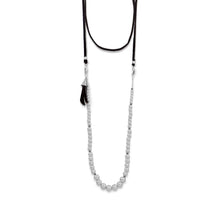 Load image into Gallery viewer, 4-Way Suede and Silver Bead Necklace