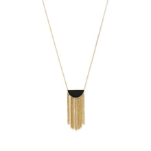 Load image into Gallery viewer, 14 Karat Gold Plated Black Onyx and Fringe Necklace
