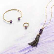 Load image into Gallery viewer, Marilla Amethyst and Labradorite Tassel Necklace