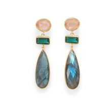 Load image into Gallery viewer, 14 Karat Gold Plated Multi Stone Post Earrings