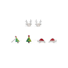 Load image into Gallery viewer, Reindeer, Santa Hat and Tree Earring Set