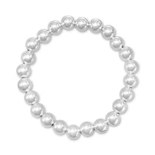 Load image into Gallery viewer, 7&quot; 8mm Sterling Silver Bead Stretch Bracelet
