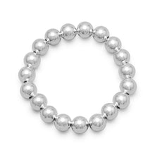 Load image into Gallery viewer, 7&quot; 10mm Sterling Silver Bead Stretch Bracelet
