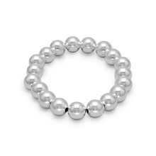 Load image into Gallery viewer, 7&quot; 10mm Sterling Silver Bead Stretch Bracelet
