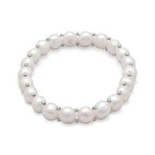 Load image into Gallery viewer, Cultured Freshwater Button Pearl Stretch Bracelet
