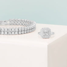 Load image into Gallery viewer, Rhodium Plated Ring with Square CZ
