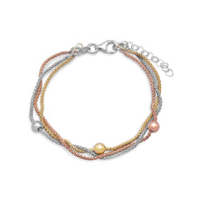 Load image into Gallery viewer, Tri Tone Multistrand Popcorn Chain Bracelet
