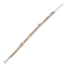Load image into Gallery viewer, Tri Tone Multistrand Popcorn Chain Bracelet
