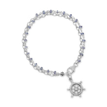 Load image into Gallery viewer, Double Strand Bracelet with Tanzanite and Ships Helm Charm
