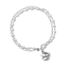 Load image into Gallery viewer, Double Strand Bracelet with Cultured Freshwater Pearls and Bird Charm
