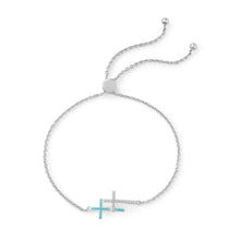 Load image into Gallery viewer, Rhodium Plated Double Cross Friendship Bolo Bracelet
