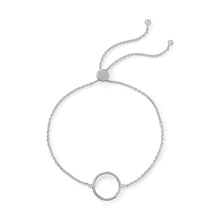Load image into Gallery viewer, Rhodium Plated CZ Circle Friendship Bolo Bracelet
