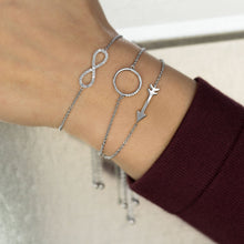 Load image into Gallery viewer, Rhodium Plated Arrow Friendship Bolo Bracelet
