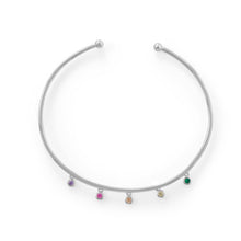 Load image into Gallery viewer, Rhodium Plated Flex Cuff with Multi Color CZ&#39;s
