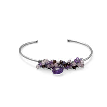 Load image into Gallery viewer, Plum Perfect! Rhodium Plated Multi Stone Beaded Cuff Bracelet
