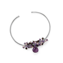 Load image into Gallery viewer, Plum Perfect! Rhodium Plated Multi Stone Beaded Cuff Bracelet

