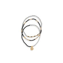 Load image into Gallery viewer, 14 Karat Gold Plated Labradorite and Black Spinel Bracelet Set
