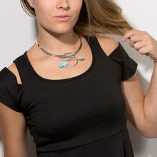 Load image into Gallery viewer, Rhodium Plated Larimar Stud Earrings
