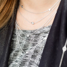 Load image into Gallery viewer, 16&quot;+2&quot; Extension Rhodium Plated Multistrand Graduated Necklace with CZs
