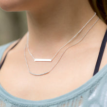 Load image into Gallery viewer, 18&quot; + 2&quot; Rhodium Plated Curved CZ Bar Necklace
