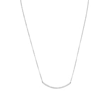 Load image into Gallery viewer, 18&quot; + 2&quot; Rhodium Plated Curved CZ Bar Necklace
