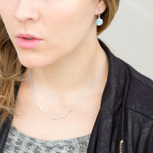 Load image into Gallery viewer, Rhodium Plated Larimar Drop Earrings
