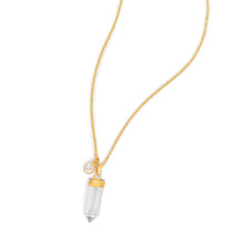 Load image into Gallery viewer, 14 Karat Gold Plated Spike Pencil Cut Clear Quartz Necklace
