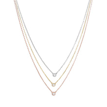 Load image into Gallery viewer, Graduated Tri Tone Necklace with CZs
