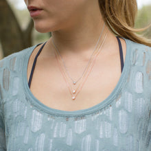Load image into Gallery viewer, Graduated Tri Tone Necklace with CZs
