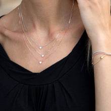 Load image into Gallery viewer, Graduated Tri Tone Necklace with CZs
