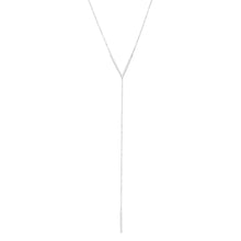 Load image into Gallery viewer, Rhodium Plated Signity CZ &quot;V&quot; Drop Necklace
