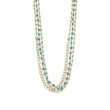 Load image into Gallery viewer, Triple Strand 14 Karat Gold Plated Multistone Necklace

