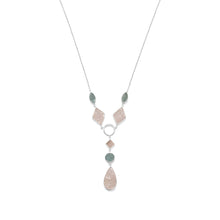 Load image into Gallery viewer, Sterling Silver Aquamarine and Rose Quartz Drop Necklace
