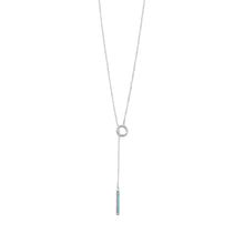 Load image into Gallery viewer, Rhodium Plated Nano Turquoise CZ Drop Lariat Necklace
