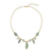 Load image into Gallery viewer, 14 Karat Gold Plated Aquamarine and Blue Topaz Necklace
