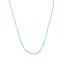 Load image into Gallery viewer, Endless Design Turquoise Magnesite and Cultured Freshwater Pearl Necklace
