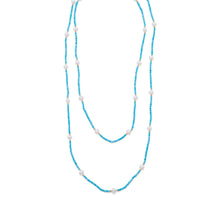 Load image into Gallery viewer, Endless Design Turquoise Magnesite and Cultured Freshwater Pearl Necklace
