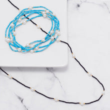 Load image into Gallery viewer, Endless Design Turquoise Magnesite and Cultured Freshwater Pearl Necklace
