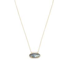 Load image into Gallery viewer, 14/20 Gold Filled Labradorite Ellipse and CZ Edge Slide Necklace
