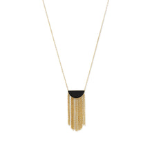 Load image into Gallery viewer, 14 Karat Gold Plated Black Onyx and Fringe Necklace
