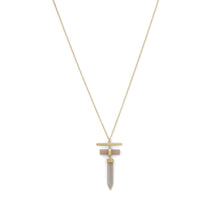 Load image into Gallery viewer, 14 Karat Gold Plated Pencil Cut Gray Moonstone Drop Necklace
