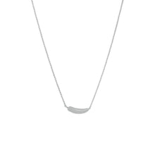 Load image into Gallery viewer, Rhodium Plated Tiny Sideways Feather Necklace
