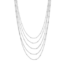 Load image into Gallery viewer, Rhodium Plated Five Strand Satellite Chain Necklace
