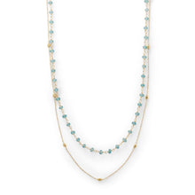 Load image into Gallery viewer, Two Strand 14 Karat Gold Plated Apatite Necklace
