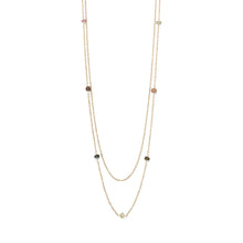 Load image into Gallery viewer, Two Strand 14 Karat Gold Plated Tourmaline Necklace

