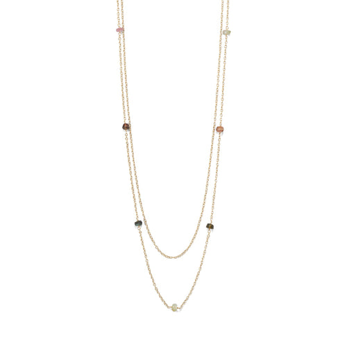 Two Strand 14 Karat Gold Plated Tourmaline Necklace