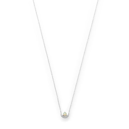 CZ Crescent and Synthetic Opal Necklace