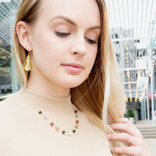 Load image into Gallery viewer, 14 Karat Gold Plated Multi Stone Charm Necklace
