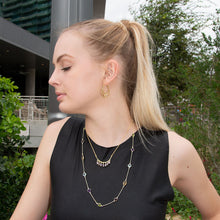 Load image into Gallery viewer, 14 Karat Gold Plate Line Wire Design Hoop Earrings
