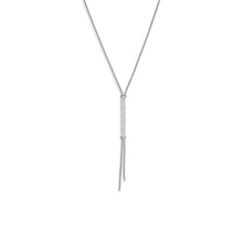Load image into Gallery viewer, 26&quot; + 2&quot; Rhodium Plated Long CZ Drop Lariat Necklace

